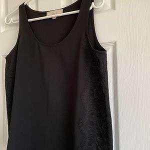 Black LOFT tank top with lace detail, size medium PETITE